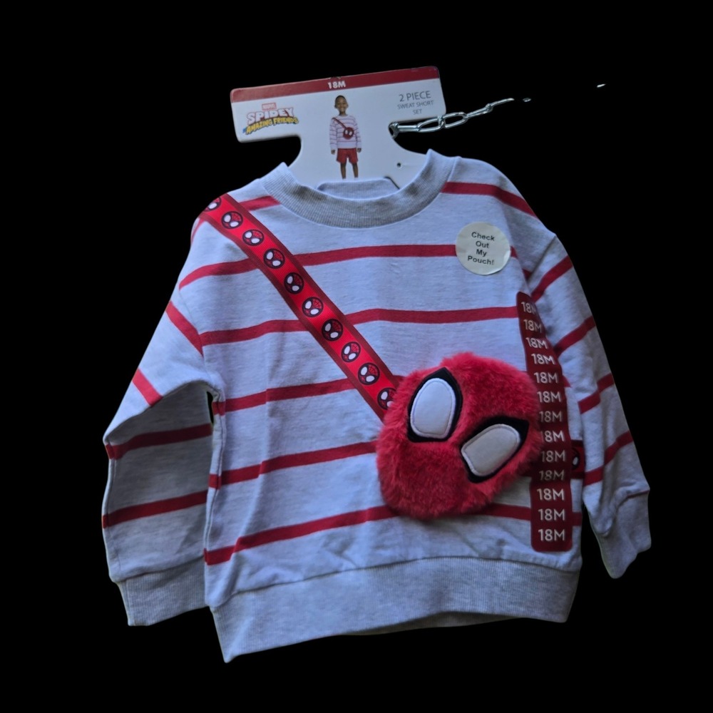 NWT Marvel Spidey & His Amazing Friends 2 Piece Sweatshirt Short Set Size 18 mos